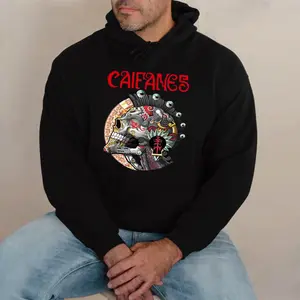 Caifanes Aztec Skull Graphic Hoodie Fleece Fabric Casual Hooded Sweatshirt Trendy Tops Perfect Gift