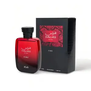 Hawas Fire Eau De Parfum Spray for Male, Aromatic Amberwood Alcohol-Base Fragrance, 100ML(3.4 Oz) Single Item
