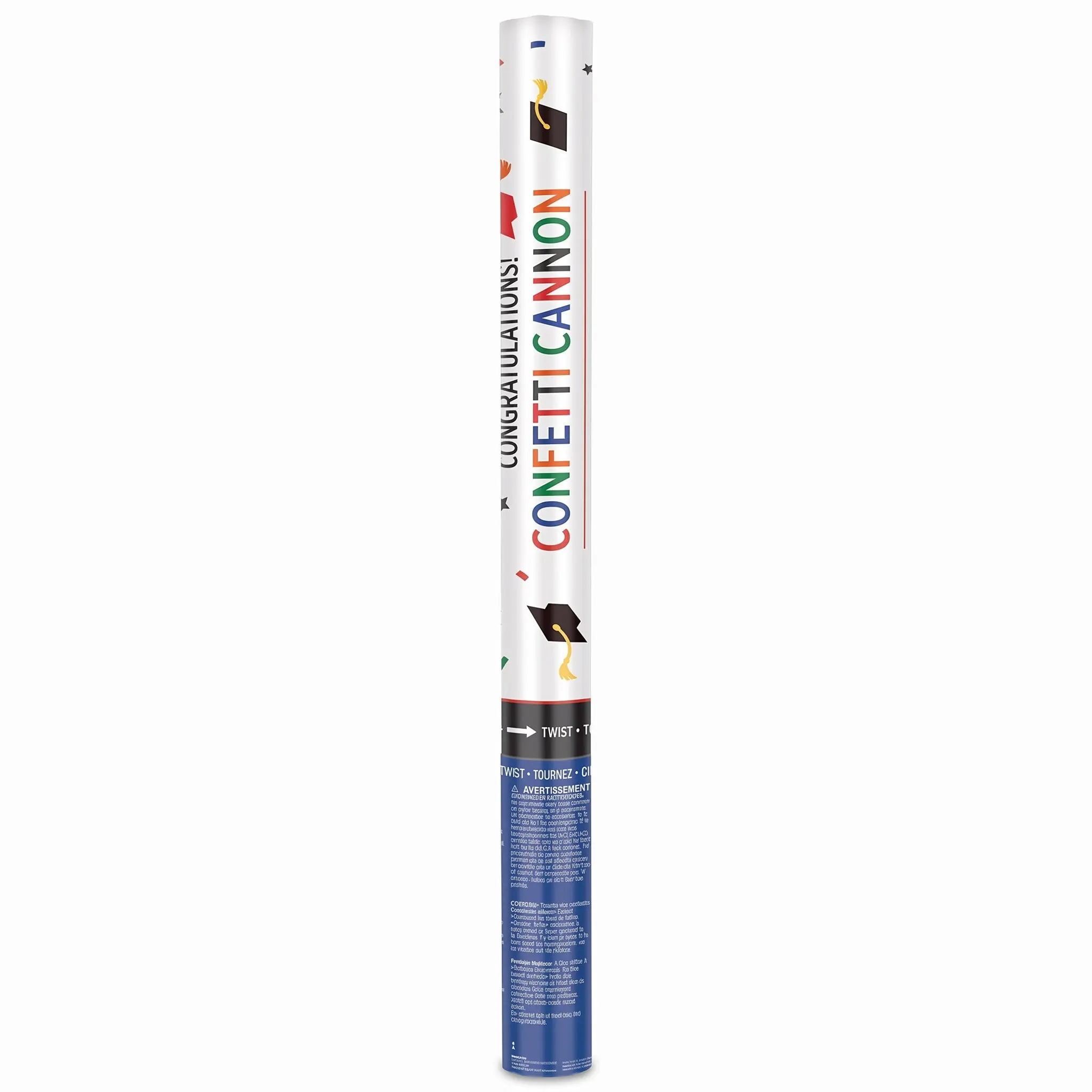 Giant Graduation Confetti Cannon Popper - Multicolor