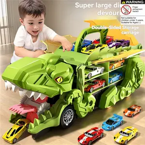 Dinosaur Swallowing Car Folding Launch Track, Alloy Toy Car, Educational Gift for Boys and Girls, Birthday Present
