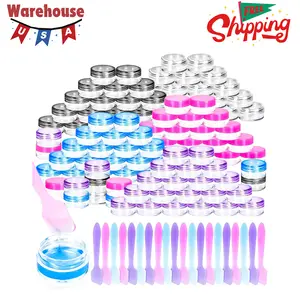 100 Pcs 5g Emp100 Pcs 5g Empty Plastic Containers with Colored Lidsty Plastic Containers with Colored Lids