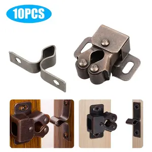 10 Pcs Closet Latch Vintage Bronze Double Roller Catch For Cupboard Cabinet Door