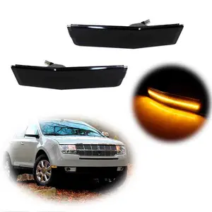 2PCS Smoked Lens Amber LED Front Bumper Side Marker Lights Fits For Lincoln MKX 2007 2008 2009 2010 Replace OEM 7A1Z 15A201 A & 7A1Z 15A201 B