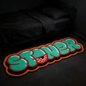 Vintage American Style Graffiti Letter Eye Print Rug, Washable Easy Clean Plush Carpet, Home Decor for Living Room Bedroom Sofa