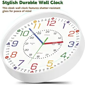 1 Piece Multicolor Time Marked Round Plastic Frame Fashion Wall Clock, 8 Inch/ 12 Inch, Silent Movement Accurate Timekeeping, Lightweight Wear-resistant, Plastic Dust Cover, Christmas Gift Holiday Home Decor for Living Room Bedroom Office