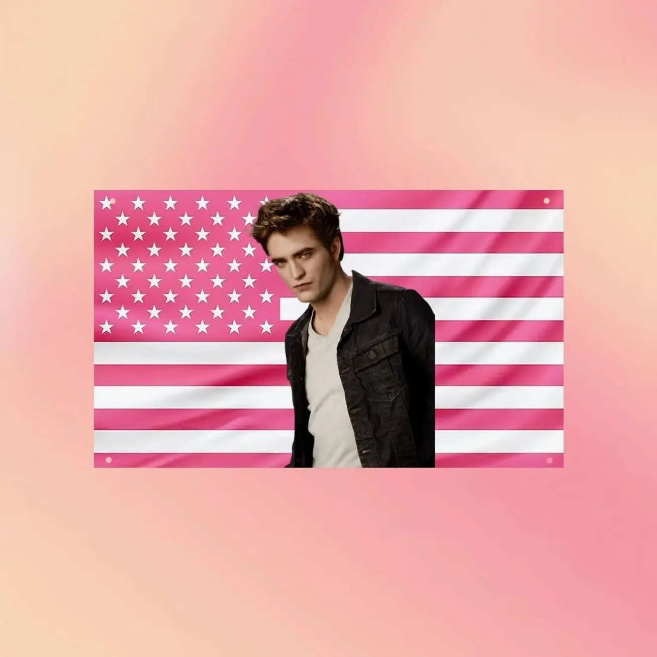 Edward Cullen Twilight Flag Wall Tapestry, Pink American Flag Wall Flag, Vampire Room Decor