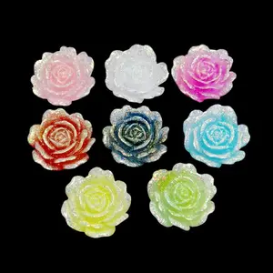 35mm Sparkling Luminous Flower Resin Flowers For Art Craft DIY And More