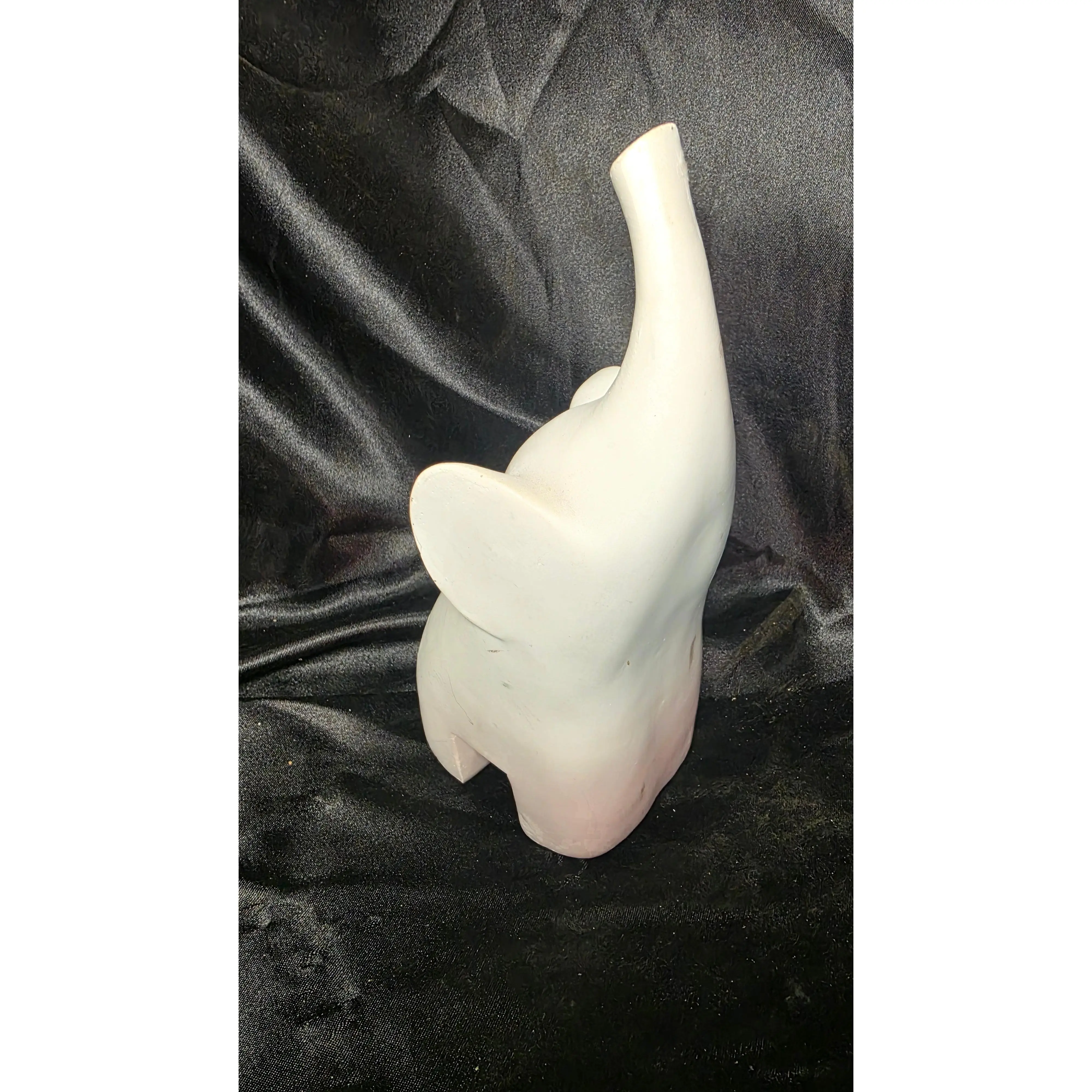 Modern White Ceramic Elephant Figurine Trunk Up Lucky Home Decor Minimalist Sculpture