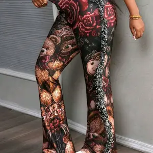 Womenswear Casual Street Teddy Bear Pants - Floral Design for Spring and Summer Wear - Bottoms