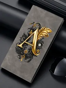 Men's Letter a Pattern Wallet, Long Leather Bifold Large Capacity Coin Purse, Fashionable Soft Material, Ideal Daily Use