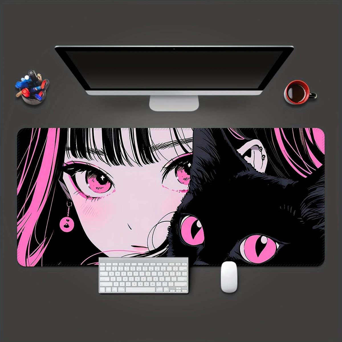 Cat large gaming electronic sports computer oversize lengththen and thicken mouse pad desktop mat table mat non-slip mouse pad washable rubber material mouse pad with Precision Lock edge gift