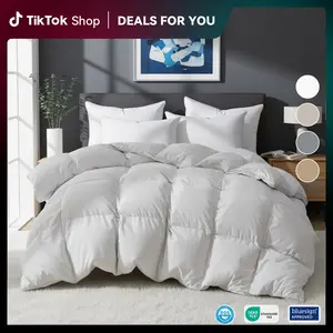 Deals For You Days | PEACE NEST Ultra Fluffy Goose Down Feather Fiber Comforter All Season Duvet Insert Twin Full Queen King Cal King Lightweight Comforter Hotel quality Bedding Sleeping Soft Machine Washable Duvet for Winter Father's Day Gift