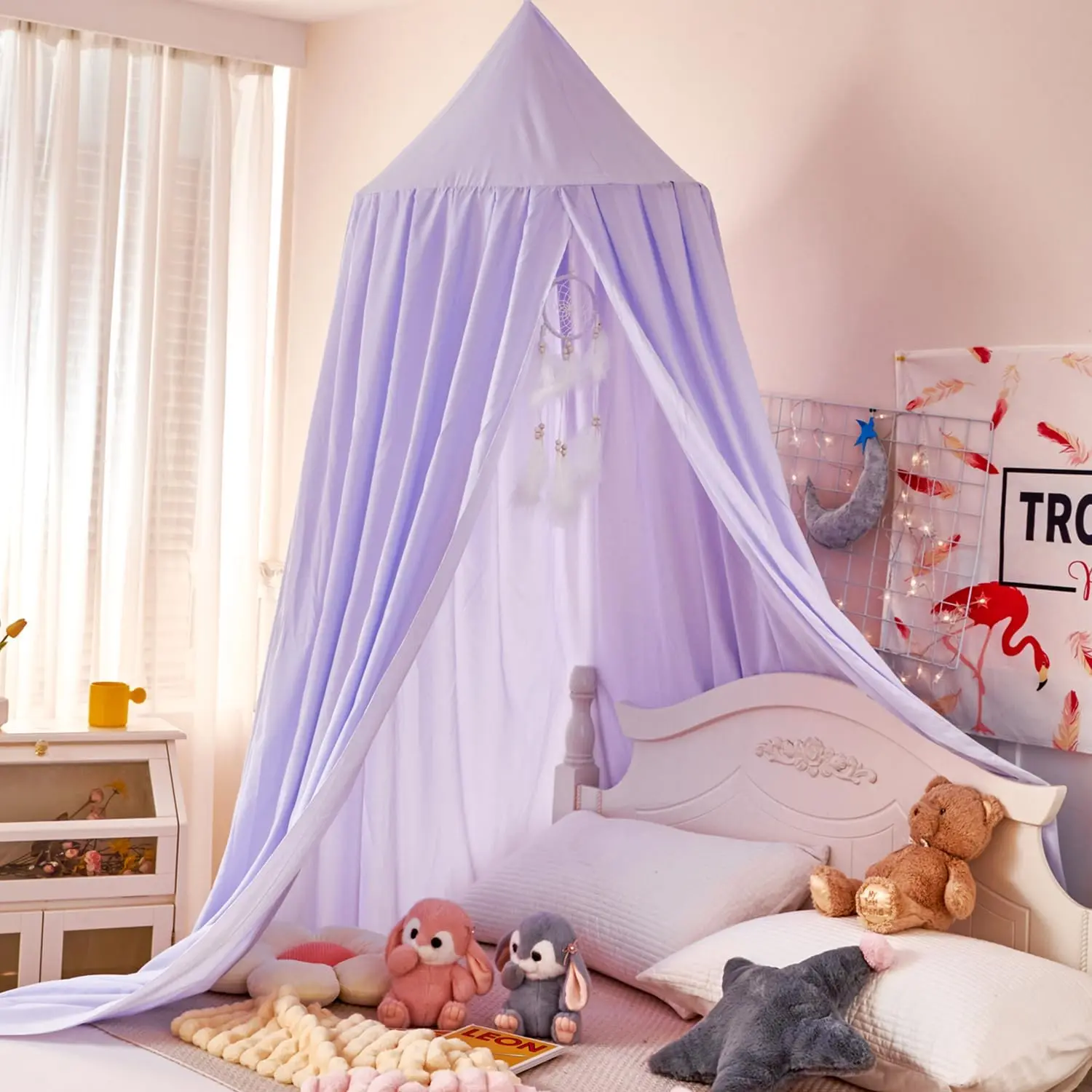 Dome Canopy For Kids Bed, 1 Count Dream Catcher Decor Soft & Durable Bed Canopy For Girls Room, Tent Canopy Dreamy Mosquito Net, Mosquito Netting, Bedding For Room Decor