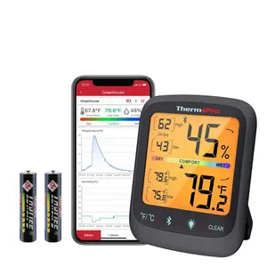 [Upgrade Special]ThermoPro Digital Hygrometer Indoor Thermometer with Sensor,Portable Magnetic Bluetooth Humidity Monitor with App,Data Storage for Home,Greenhouse,Fridge,Reptile habitat,Humidor
