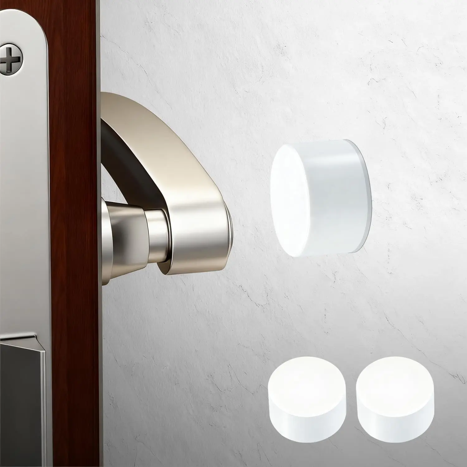 Door Stoppers – Versatile Wall & Cabinet Door Bumpers, No Drill Adhesive or Screw Mount, Premium Rubber, Dual Color Options, Sleek Design for Home and Office (2 Piece in White)