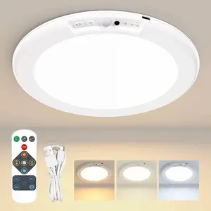 Wireless  Lights Motion Sensor - No Wiring Rechargeable Ceiling Light Night Light Indoor, Battery Operated Led Lights for Bedroom with Remote, Living Room Bathroom Home & Kitchen Decor Lighting