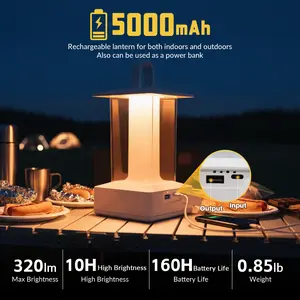 BHOTL Multi-functional Camping Lantern Desk Lamp with Power Bank Function Portable Waterproof Adjustable Brightness Multiple Color Options IP54 Hang Anywhere Outdoor lights