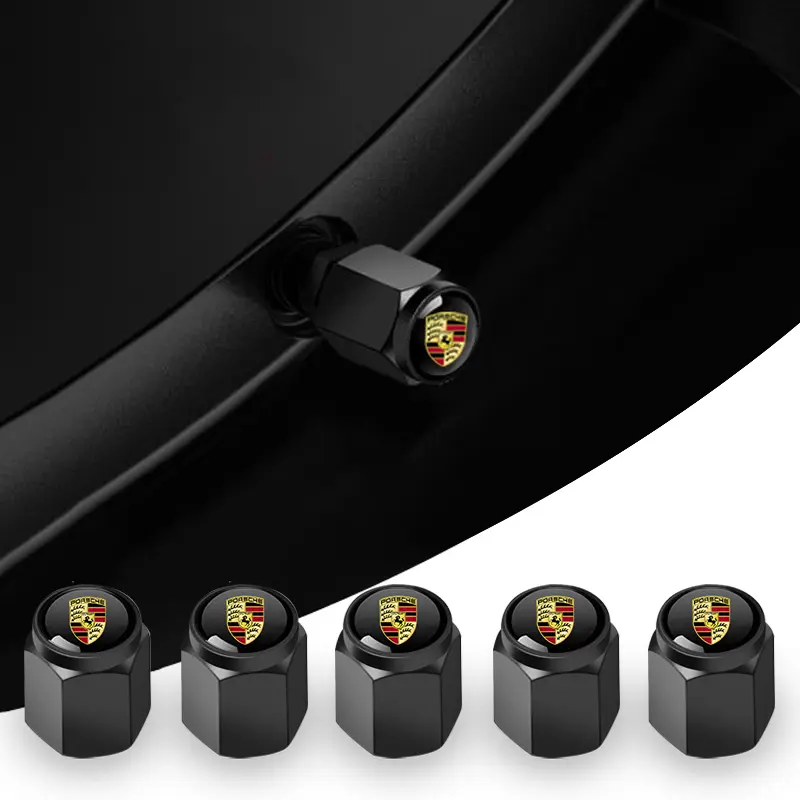 5PCS Metal Car Wheel Tire Valve Air Stem Cap Dustproof Tire Caps For Porsche Panamera Macan Boxster Cayman Cayenne 911 718 Decoration Accessories