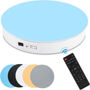 Photography Turntable 13.7inch/110LB, 360  Motorized Rotating Display Stand with Remote Control, Electric Turntable for Photography Products or Short Video, 110V-220V(White)