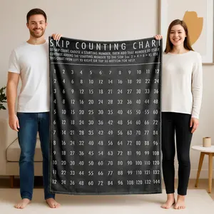 1 piece Skip Counting Chart: A Math Learning Tool themed flannel blanket - Super soft flannel blanket in modern style, suitable for sofas and beds, all-season use, digitally printed pattern, 100% polyester material, machine washable, suitable for