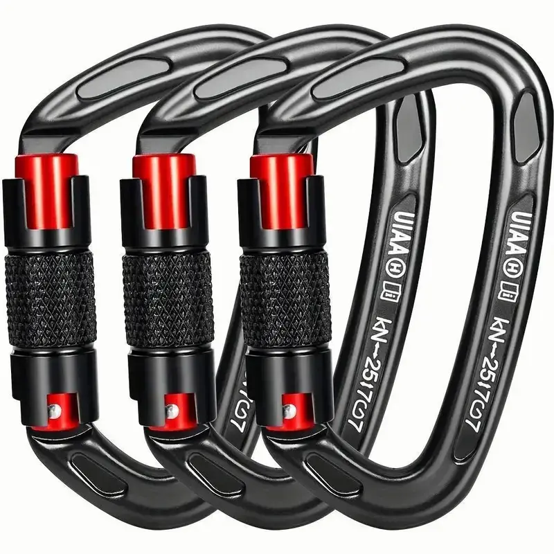 25KN Auto Locking Climbing Carabiner Clip, Heavy Duty Aluminum Alloy Carabiner, Multipurpose Buckle Hook for Climbing, Camping, Hiking, Fishing, Outdoor Gear, Keychain & Rope Attachment