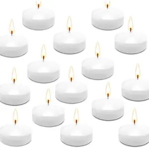 50 Pack 2'' White Unscented Dripless Floating Wax Burning Candles for Cylinder Vases Weddings Party and Holiday