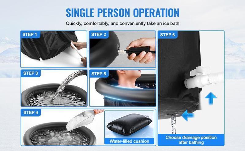VEVOR Ice Bath Tub, Cold Water Therapy Plunge Tub for Athletes, Portable Outdoor Ice Barrel Plunge Pool for Recovery, Max. 98 Gal Inflatable Folding Bathtub with Cover, Home Ice Pod for Adult VEVOR Ice Bath Tub, Cold Water Therapy Plunge Tub for Athletes, Portable Outdoor Ice Barrel Plunge Pool for Recovery, Max. 98 Gal Inflatable Folding Bathtub with Cover, Home Ice Pod for Adult