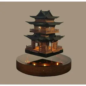 Maglev antique loft ornament, rotating home living room office ornament, tea table micro-landscape landscaping decoration, high-end home creative ornament marionette  music  box