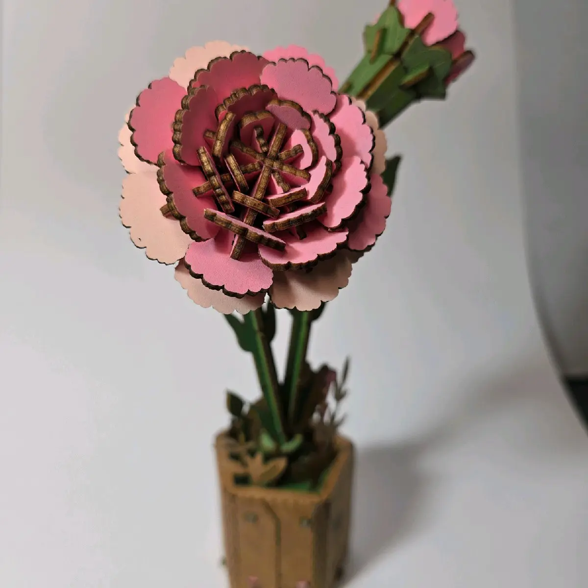 Mary Alford Wooden Flowers for Valentine's Day - Simple Design with Pink and Beige Paper Flowers