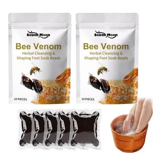 Bee Venom Foot Bath Beads, 3/4 Counts/set Foot Soak Beads with Foot Scrubber, Deep Cleansing Foot Care Products for Women & Men