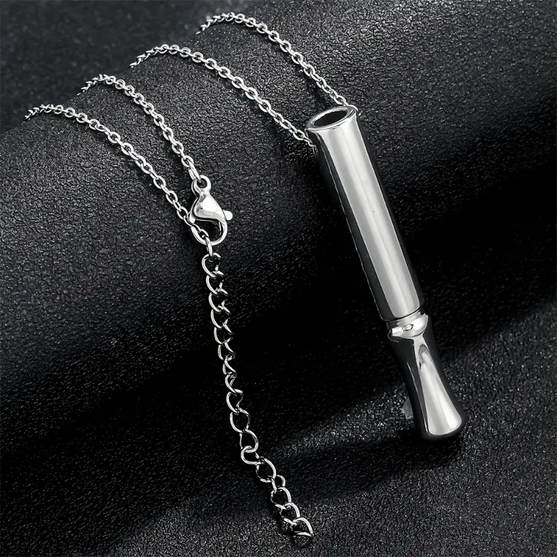 Elegant Stainless Steel Meditation Chain Jewelry Necklaces with Cylinder Pendant, Unisex Mindfulness Breathing Aid for Daily Yoga, Steel Chain, Daily Wear, All Fit, Women's Daily Yoga & Meditation