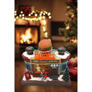 Holiday Burger Shop - Christmas Village Collection by Wizardi F07N5-9