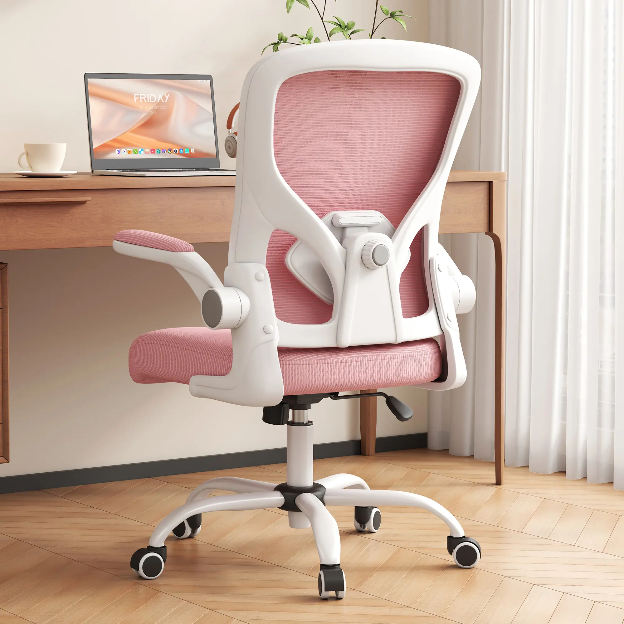 Gzagdecr Office Chair, Ergonomic Desk Chair With Adjustable Lumbar Support Flip-up Arms,Comfortable Swivel Mesh Back Computer Chair Executive Task Chair for Home Office Use