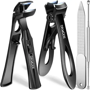 Toenail Clippers for Thick Toenails for Seniors, Angled Head Long Handled Toe Nail Clippers for Men with Wide Jaw Opening, Heavy Duty Large Finger Nail Clippers Adult Cutter with Catcher, Black