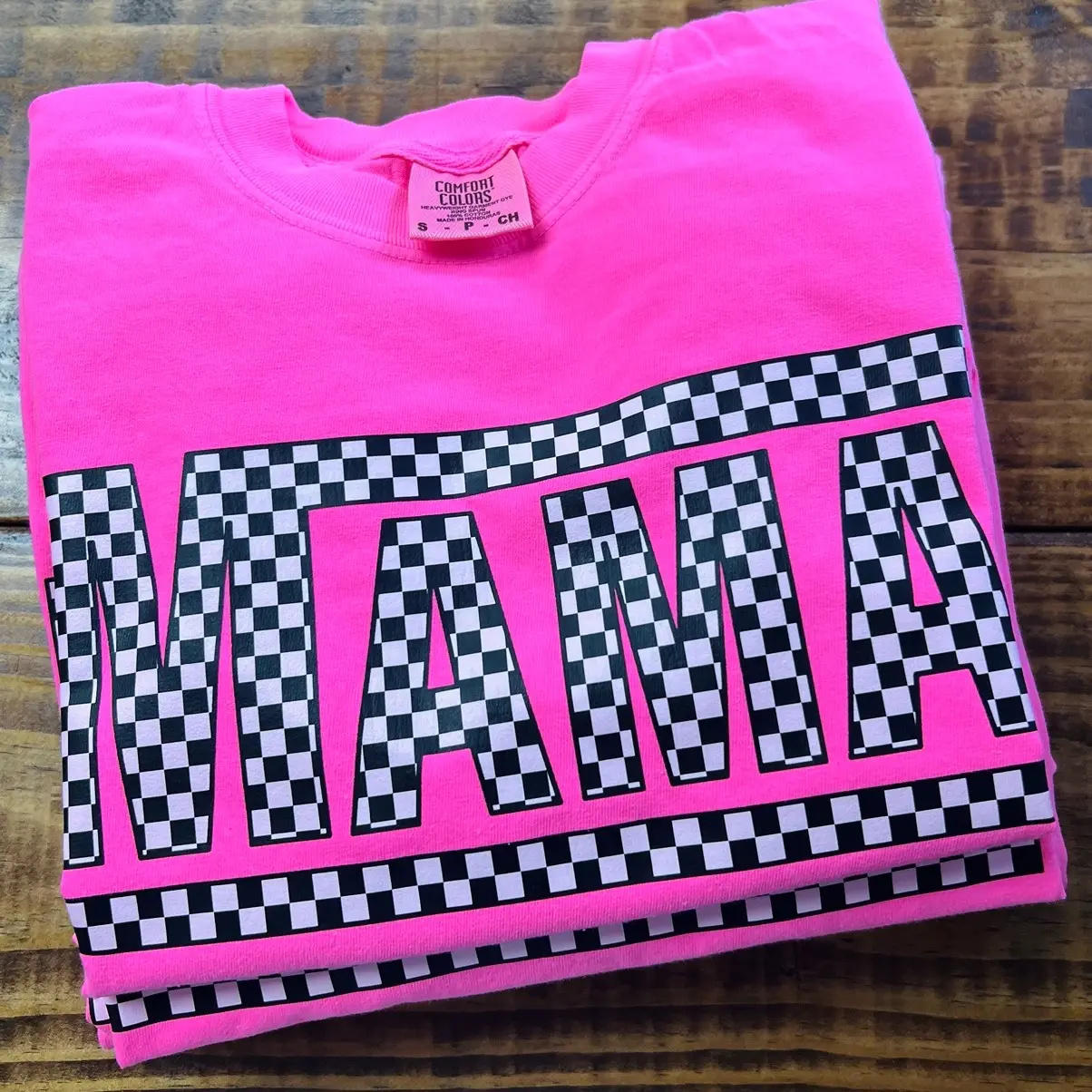 Comfort Colors Checkered Mama Tee, Mama Graphic Tee
