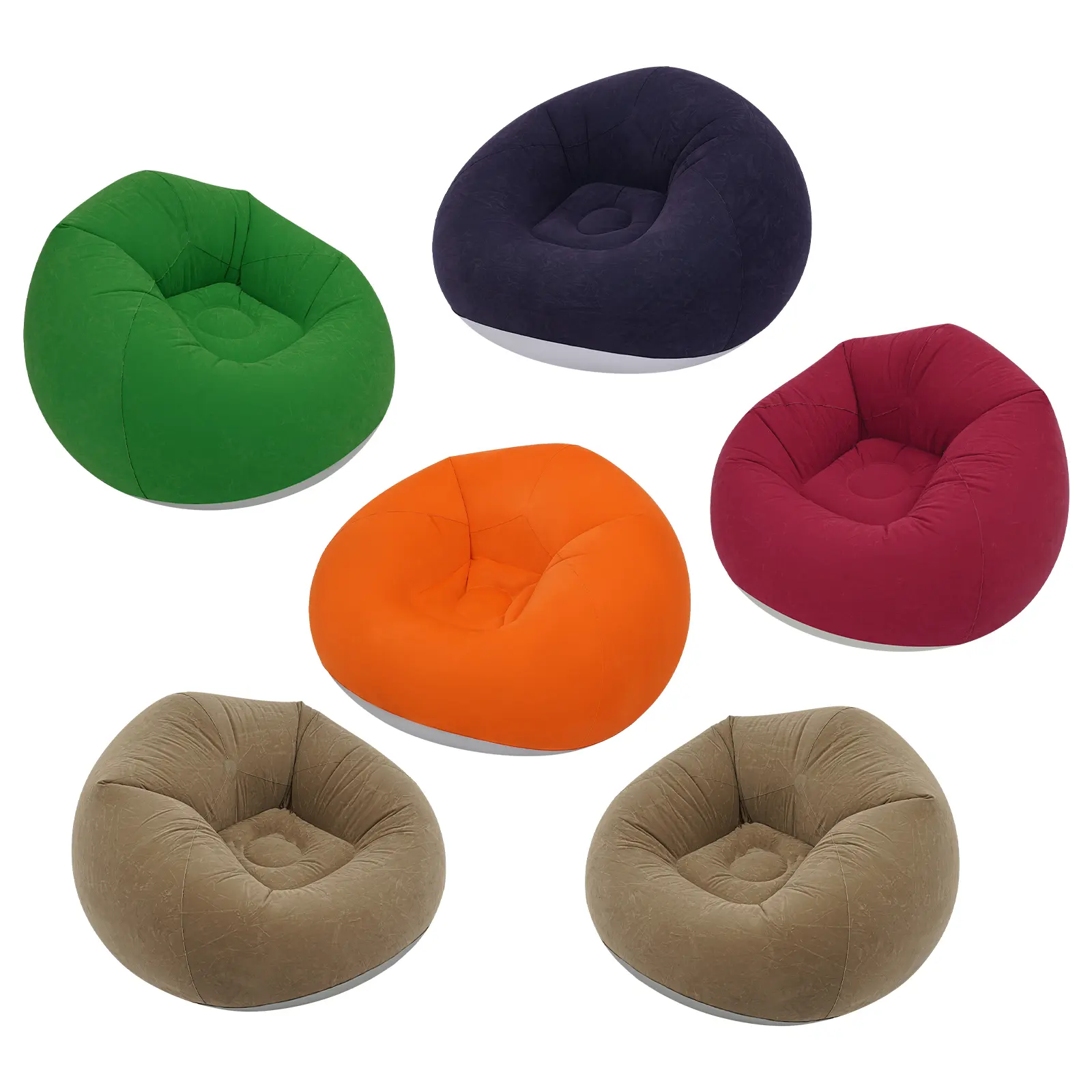 6-Pack Classic Armless PVC Flocked Inflatable Floor Chair - Durable Indoor Outdoor Seating, 330lb Heavy-Duty Capacity, Includes Pump, Portable Foldable, Multicolor, Armless Chair,toolupgrade