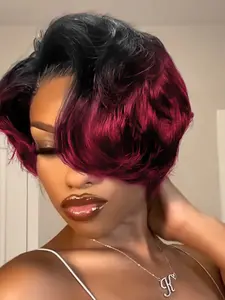 13x4 Transparent Lace Short Pixie Bob Cut Wig Human Hair Wigs Lace Front Wig For Women Natural Look Comfortable For Daily Party Hair Wig