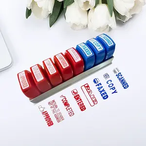 Self-Inking Office Stamp Set, 8 Stamps for Approval, Payment, Copy, Fax, Scan, Business Use, Account Work, Information Seal
