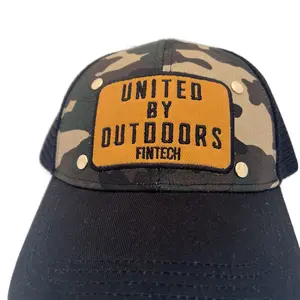 Fintech Riveted Trucker Hats - Black, Embroidered Logo, Breathable Mesh, One Size Fits All personalized hats