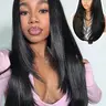 Women Yaki Straight Layered U Part Wig, V Part Glueless Clip-In Half Wig, Realistic Natural Look, Heat-Resistant Synthetic Hair, Natural Looking Wigs