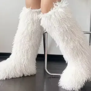 Onyx Women's Knee-High Faux Fur Boots Winter Flat Bottom Furry Tall Mongolian Style with Anti-Slip Feature Faux Wool for Comfortable Walking Shoes - Active, Footwear, Girl, Tactical