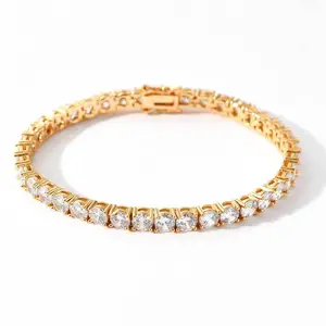 ORPHIC 4mm Cubic Zirconia Classic Tennis Bracelet - Stackable Artificial Gemstone Jewelry, Essential Gift for Adults, Stackable Bracelets