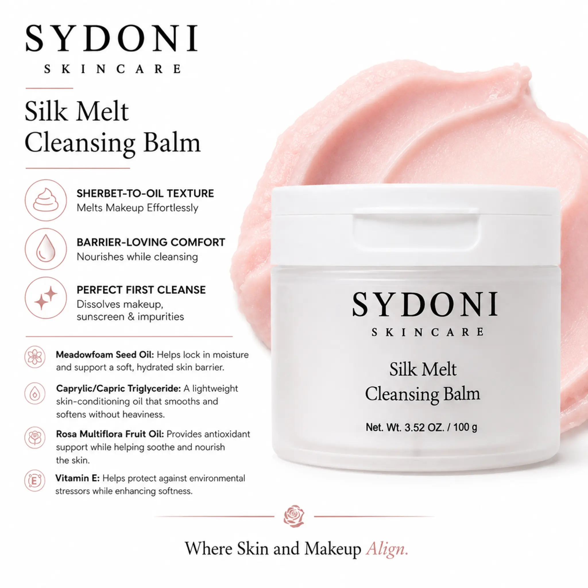 SYDONI SILK MELT CLEANSING BALM - Nourishing. Makeup Melting. Barrier Softening
