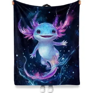 Axolotl Pattern Soft Cozy Flannel Throw Blanket Single-Sided Print Ideal For Home Bedroom Living Room Couch Sofa Perfect Gifts For Women Mom Girls Kids Teens Adults
