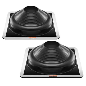 VEVOR 2 Pcs Roof Pipe Flashing Boots, Fit Pipe OD 6-3/4 to 14, Flexible EDPM Roofing Jack Pipe Flashing, High Temp -67 to 212, Endurable Metal Base, for Chimney, Wood Stove Outdoor Vent Pipes