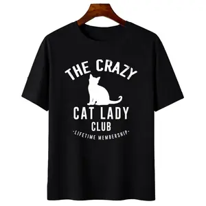 Men'S T-Shirt in Large And Extra-Large Sizes 3XL-5XL, Round Neck, Short Sleeve, Printed, 6.35 oz, Casual And Trendy T-Shirt, Crazy Cat Women'S T-Shirt - for Funny Cat Lovers And Cat Moms, with Cat And Text Designs, Casual Round Neck Shirt