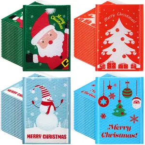 7 x 10 Inch Christmas Poly Bubble Mailers Large Christmas Padded Envelopes Self Adhesive Holiday Shipping Bags Assorted Christmas Bags for Business School Family Xmas Gift Bags(20 Pcs)