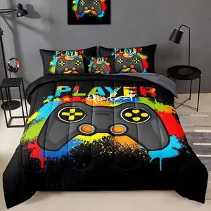 6 count Gamer Comforter Set for Boys Gaming Bedding Set  Size,Video  Controller Comforter for  Adult 3D Gamepad Microfiber Bedding Sets 6 count Bed in A Bag Sets30019,