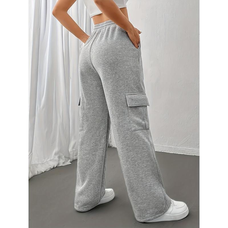 Flap Pocket Wide Leg Cargo Pants, Casual Drawstring Pants For Women, Spring/Summe | ChicGrl