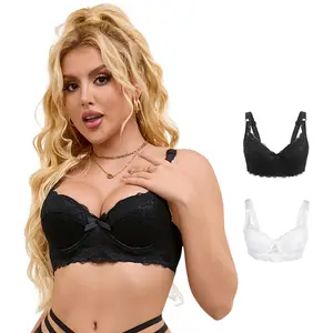 Women's Lace Bra Push Up Padded Cup Bras Plus Size Underwire Bra Sexy Lingerie Everyday Bras Bralette New Fashion Comfortable Lined Bra Trendy Breathable Design  Adjustable Shoulder Straps  Includes Underwear & Adjustable Strap Perfect for Daily Wear